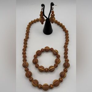 Elegant African-Inspired/Nigerian Made Necklace Earrings & bracelet Jewelry Set